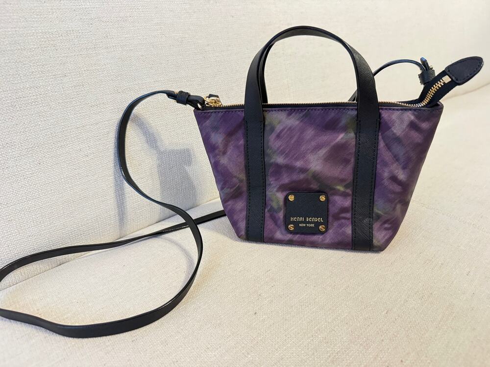 Henri Bendel Mini Jetsetter Purple & Black Crossbody Tote, NWOT